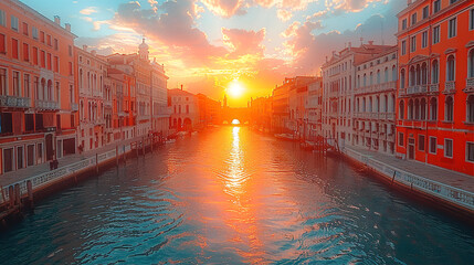 City on the water inspired by Venice at sunset