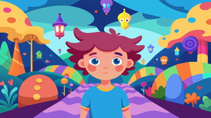 Naklejka premium An animated film directed by an artist with highfunctioning autism takes viewers on a journey into the inner world of a child with the condition using. Vector illustration