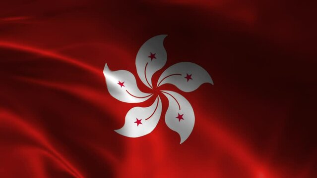 Abstract illustration of Hong Kong flag on a map, isolated on background