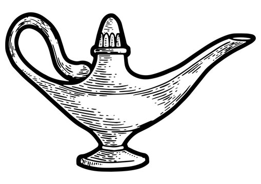 recommend clip art: Magic lantern sketch line art engraving PNG illustration. Scratch board style imitation. Black and white hand drawn image.