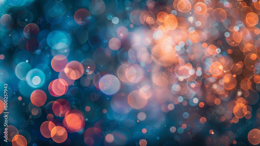 Poster Bright and colorful bokeh effect with blurred circles of light