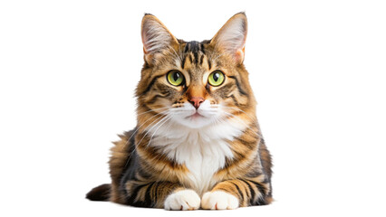 Fototapeta premium A cat with green eyes isolated on Transparent background.
