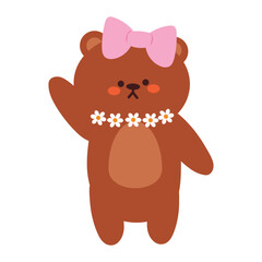 hand drawing cartoon bear. cute animal sticker for kids, cute animal doodle