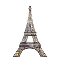 Eiffel tower. A hand-drawn watercolor illustration. Isolate. The sights of France. Designed for flyers, banners and postcards. For invitations, posters and stickers. for stickers and prints.