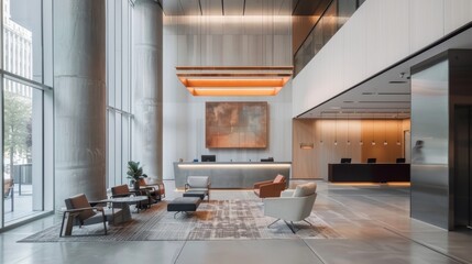 Airy Modern Lobby with Neutral Decor and Abundant Light AI Generated.
