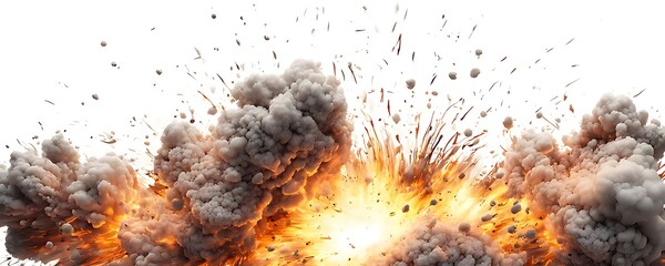  Explosion border isolated on white background - Generative AI 