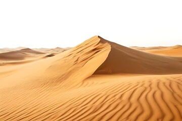 Sandy desert dunes as panorama Dessert Sand Isolated Sweeping Sand Dunes and Wind Patterns.