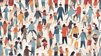 Illustration of diverse group of people holding hands. Unity, community, and mutual support. generative.ai