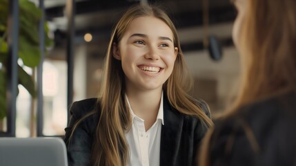 Radiant Confidence: A Businesswoman's Smile Illuminates Success