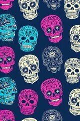 Dia de los Muertos Graphic with Skull Ornamentation