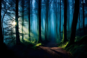 Naklejka premium Mysterious Forest and Fantasy lights 