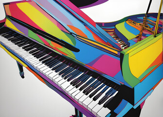 Jazz piano, colorful pop art piano wpap, illustration, wall art decor wall art, decor acrylic illustration, colorful jazz piano wallpape