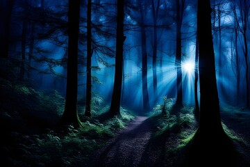 Naklejka premium Mysterious Forest and Fantasy lights 