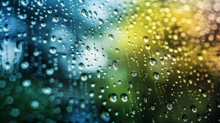 numerous raindrops on a surface with a colorful gradient generative ai