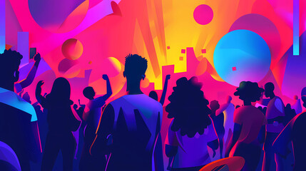 Neon colored music festival illustration
