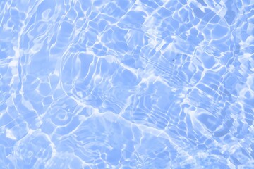 Clear blue water surface with ripples, bubbles. Abstract nature background. Water waves in...