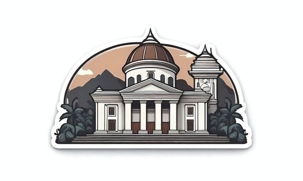 Iconic Images of 2d Cities in Indonesia on a White Background