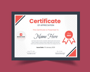 Minimal Professional Certificate Template | Certificate of Appreciation Template Design | Editable Organized Layered Layout