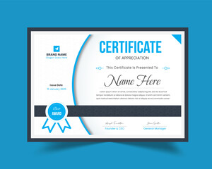 Minimal Professional Certificate Template | Certificate of Appreciation Template Design | Editable Organized Layered Layout