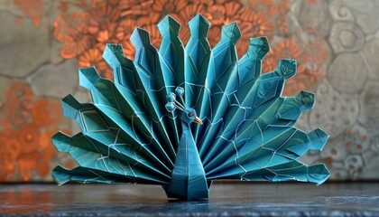 napkin table decor with origami peacock