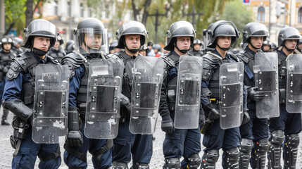 Anti-riot police squad on the street