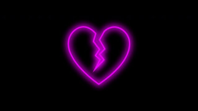 broken heart neon sign animation