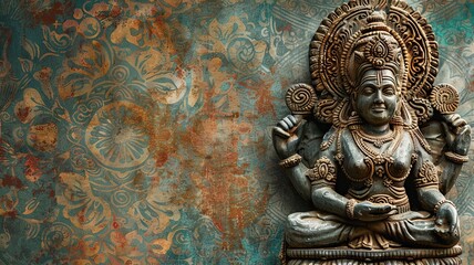 Bold Indian God Sculpture Exuding Traditional in a Modern Minimalist Wallpaper