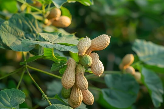 Organic peanuts grown on a groundnut tree
