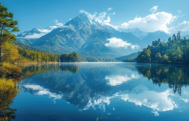 Serenity of Nature: Majestic 4K Wallpaper of Lakes and Mountains, Embracing Environmental Beauty and Relaxing Vibes