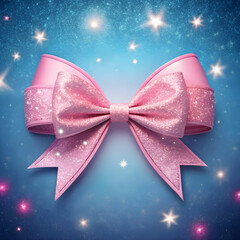 bow made from pink ribbon and stars glitter decora