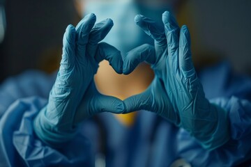 Doctor showing heart gesture with hands, cardiology and health concept
