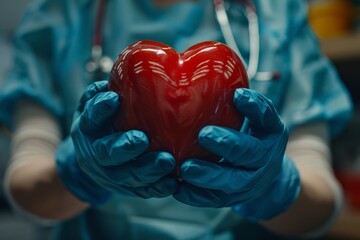 Cardiologist holding a red heart