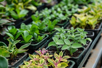 Plants in a tray