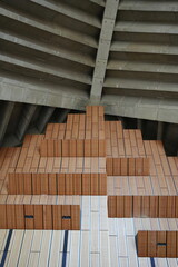 Abstract arrangement of stacked bricks inside the Sydney Opera House