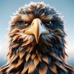 AI generated illustration of an eagle stares out, its golden beak stark