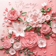 mothers day banner pink flower 