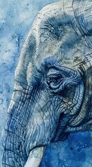 An elephants trunk, watercolor painting, with delicate lines and textured strokes