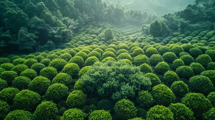 Aerial View of Stunning Six Famous Tea Mountains, Embracing the Serenity of Nature in 4K Wallpaper