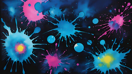  Watercolor paint splash, blotch background with bleed wash and bloom. Blobs of paint, nostalgic watercolor paper texture. Beautiful trendy  impressionist background. 