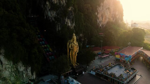 Footage of the Batu Caves Hindu temple in Malaysia.