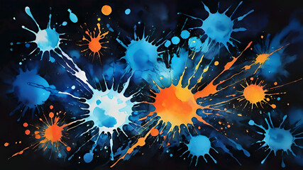  Watercolor paint splash, blotch background with bleed wash and bloom. Blobs of paint, nostalgic watercolor paper texture. Beautiful trendy  impressionist background. 