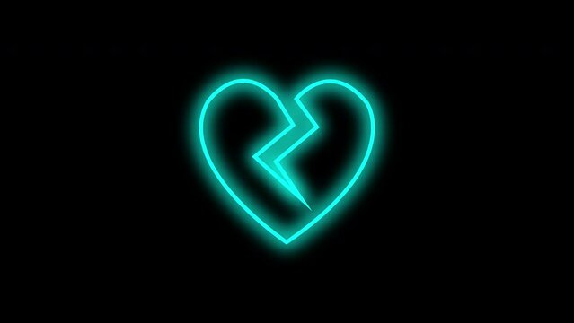broken heart neon sign animation