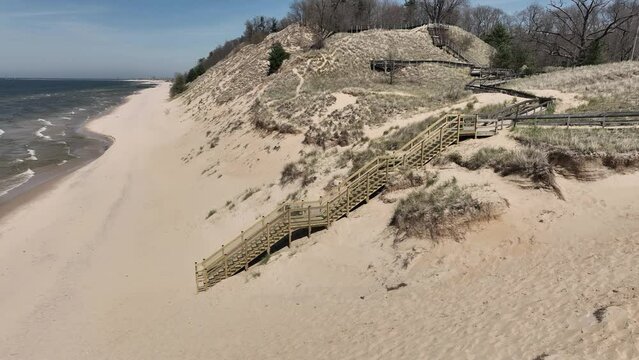 A far view of the Beach Access Boardwalk complex at Kruse Park.