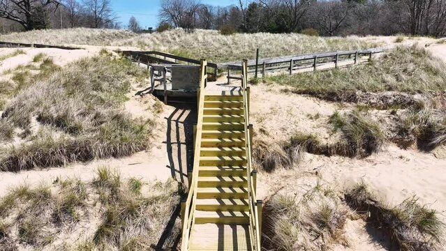 Pulling back to show the full length of the new stairs installed on the Boardwalk.