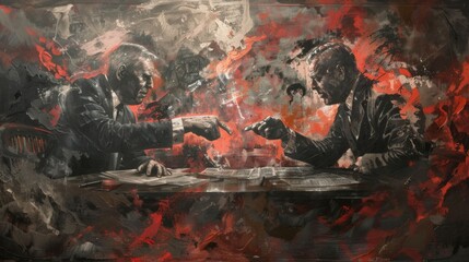 Illustration capturing the intense atmosphere of a polarizing legislative faceoff