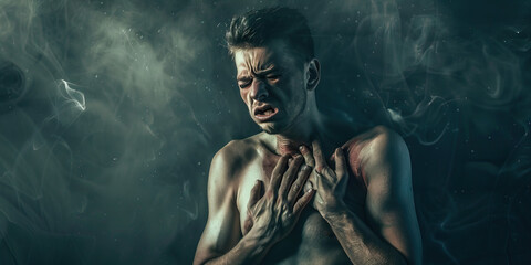 Broken Rib: The Sharp Chest Discomfort - A person clutching their chest with a grimace, indicating the sharp pain and discomfort of a broken rib