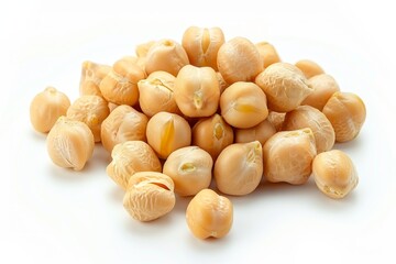 Raw chickpea on white background overhead view