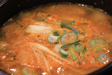 soy bean paste soup on a bowl