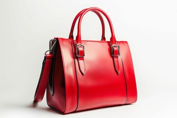 Red bag with two handles on white background