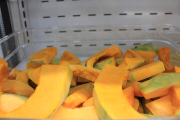 sliced sweet pumpkin on a bowl
